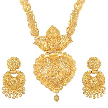 Asmitta Classic 1 Gram Gold Plated Choker Necklace Set For Women 2