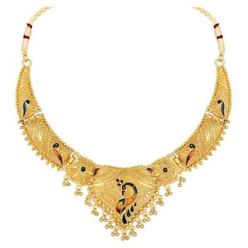 Asmitta Designer 1 Gram Gold Plated Choker Style Necklace Set For Women 3