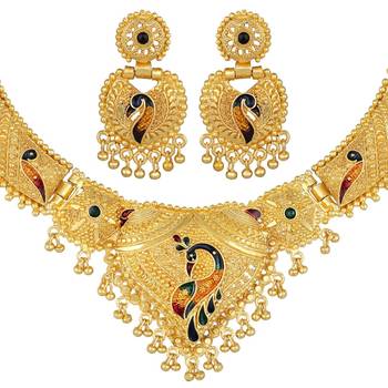 Asmitta Designer 1 Gram Gold Plated Choker Style Necklace Set For Women 4