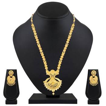 Asmitta Glamorous 1 Gram Gold Plated Opera Style Necklace Set For Women 5