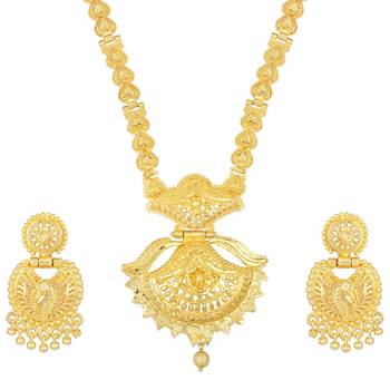 Asmitta Glamorous 1 Gram Gold Plated Opera Style Necklace Set For Women 1