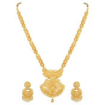Asmitta Designer 1 Gram Gold Plated Opera Style Necklace Set For Women 4