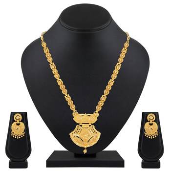 Asmitta Designer 1 Gram Gold Plated Opera Style Necklace Set For Women 5