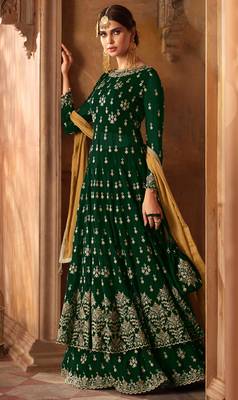 Green embroidered faux georgette salwar 1