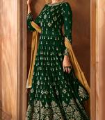 Green embroidered faux georgette salwar