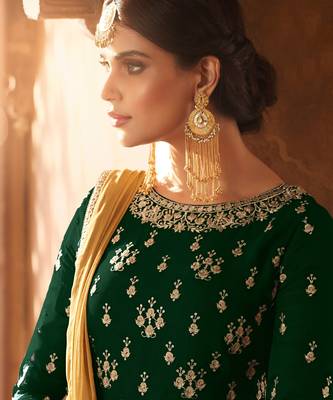 Green embroidered faux georgette salwar 2