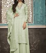 Light-green embroidered faux georgette salwar