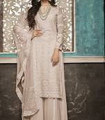 Beige embroidered faux georgette salwar