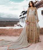 Off-white embroidered net salwar
