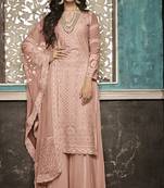 Light-peach embroidered faux georgette salwar
