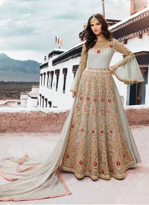 Off-white embroidered net salwar 2