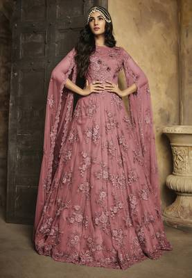 mauve  embroidered net anarkali  1