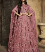 mauve  embroidered net anarkali 