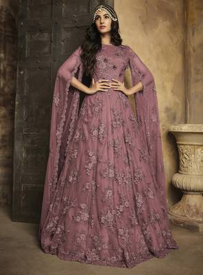 Light-wine embroidered net salwar 1