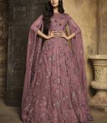 Light-wine embroidered net salwar
