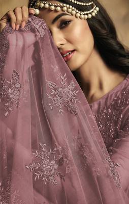 Light-wine embroidered net salwar 2