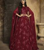 Maroon embroidered net salwar