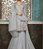 Light-grey embroidered net salwar