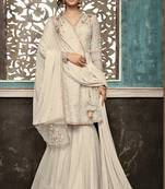 Off-white embroidered net salwar