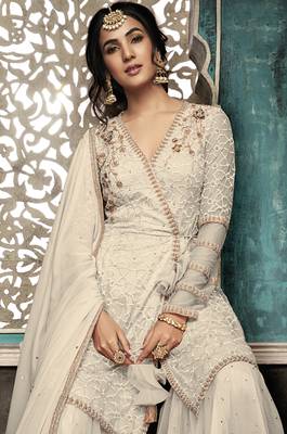 Off-white embroidered net salwar 2