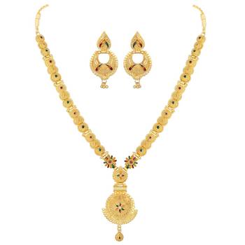 Asmitta Unique Designer 1 Gram Gold Plated Enamal Work Necklace Set For Women 2