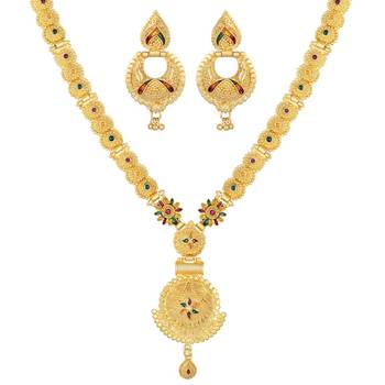Asmitta Unique Designer 1 Gram Gold Plated Enamal Work Necklace Set For Women 3