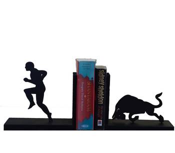Bull and Men Wooden Book End 2