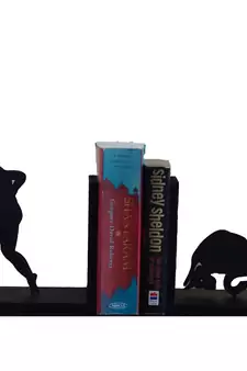 Bull and Men Wooden Book End