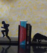 Bull and Men Wooden Book End