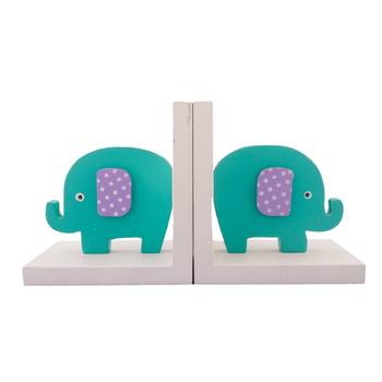 Colorful Baby Elephant Design Wooden Bookend 1