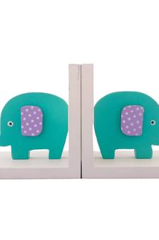 Colorful Baby Elephant Design Wooden Bookend