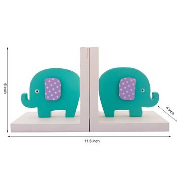 Colorful Baby Elephant Design Wooden Bookend 3