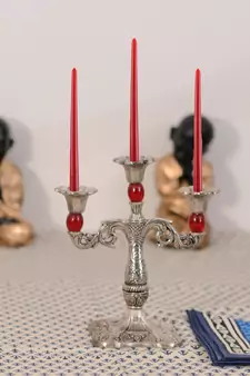 Royal Red Crystal Metal Candle Stand