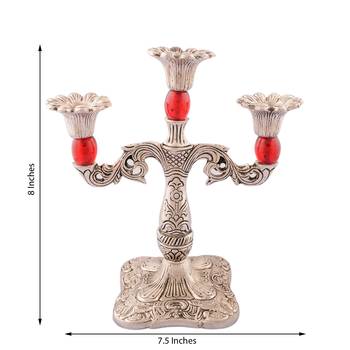 Royal Red Crystal Metal Candle Stand 3