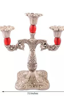 Royal Red Crystal Metal Candle Stand