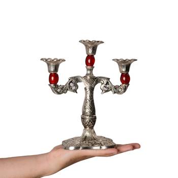 Royal Red Crystal Metal Candle Stand 4