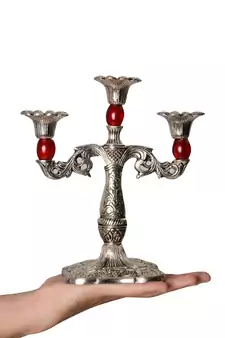 Royal Red Crystal Metal Candle Stand