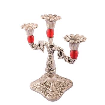 Royal Red Crystal Metal Candle Stand 5