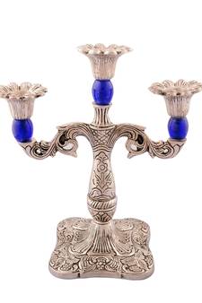 Royal Blue Crystal Metal Candle Stand