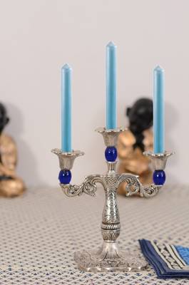 Royal Blue Crystal Metal Candle Stand 2