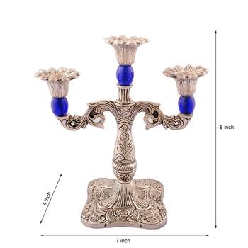 Royal Blue Crystal Metal Candle Stand 3