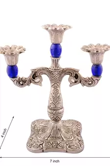 Royal Blue Crystal Metal Candle Stand
