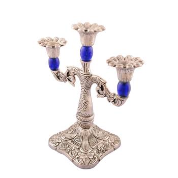 Royal Blue Crystal Metal Candle Stand 4