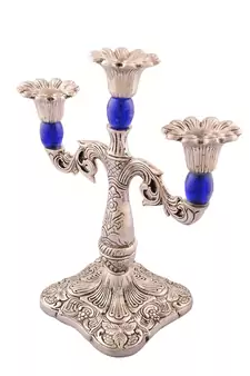 Royal Blue Crystal Metal Candle Stand