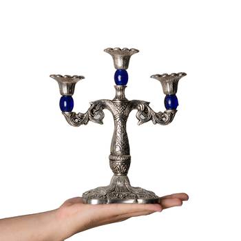 Royal Blue Crystal Metal Candle Stand 5