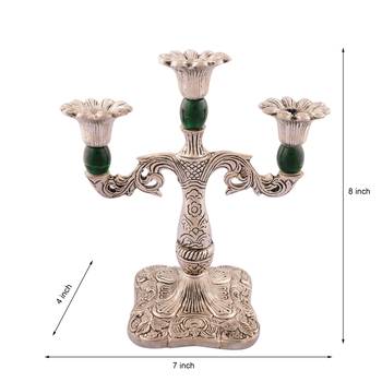 Royal Green Crystal Metal Candle Stand 3