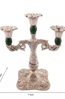 Royal Green Crystal Metal Candle Stand