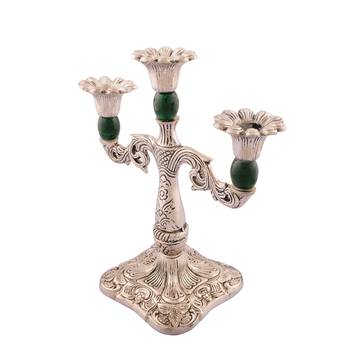 Royal Green Crystal Metal Candle Stand 4