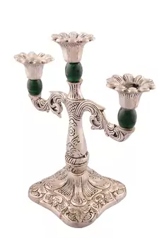 Royal Green Crystal Metal Candle Stand