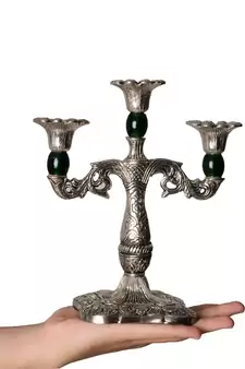 Royal Green Crystal Metal Candle Stand